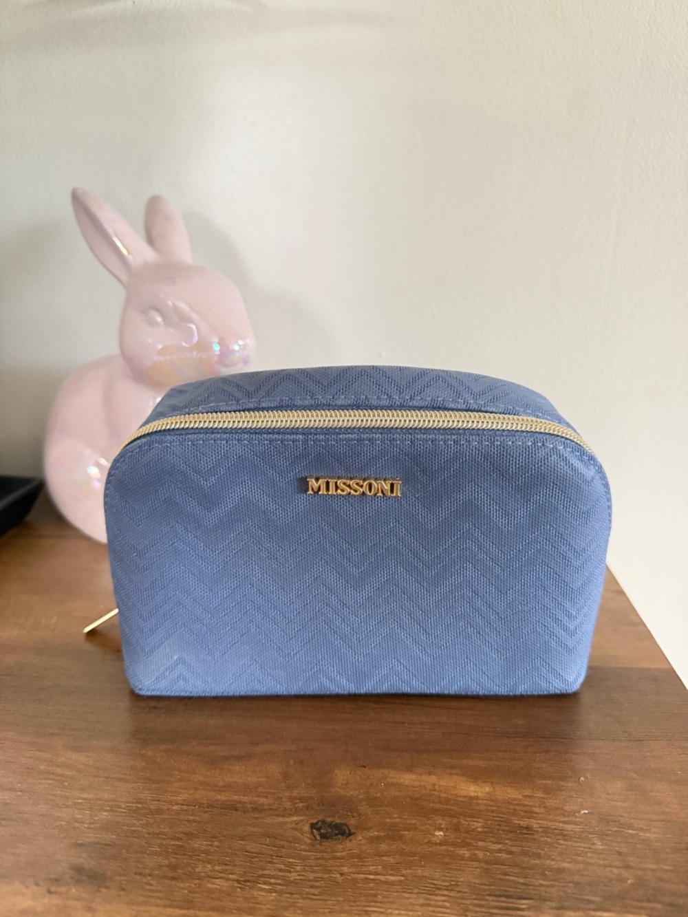 Missoni x Delta Light Blue Quilted Cosmetic Makeup Jewelry pouch
